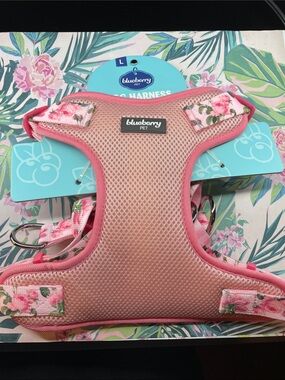 Blueberry Pet Pink Floral Mesh Dog Harness